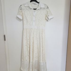 Midi white lace dress